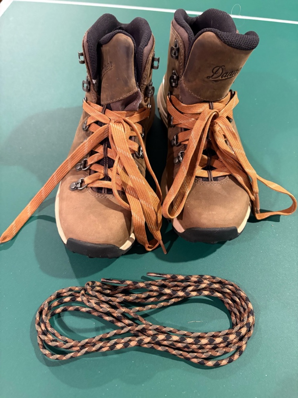 Danner Brown Leather Winter & Rain Hiking Boots with Orange Laces